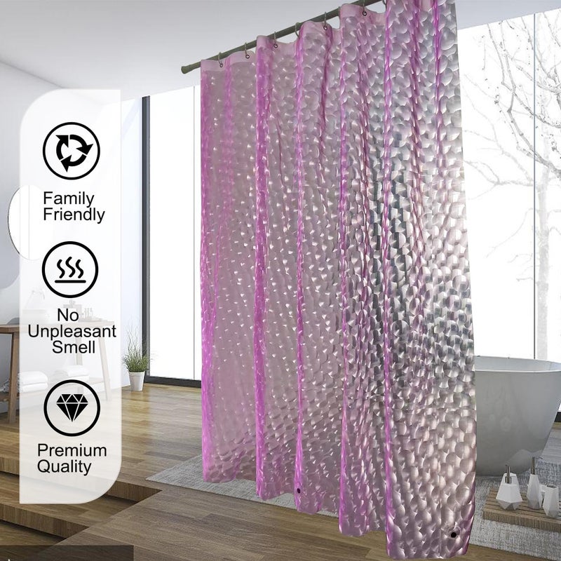 TIKABC Shower Curtain Liner, Eva Pink 4G Lightweight Shower Liner, Plastic Waterproof Shower Curtains, 72x72 inch with 12 Grommet Holes 3 Large Magnetic Weights - Image 5